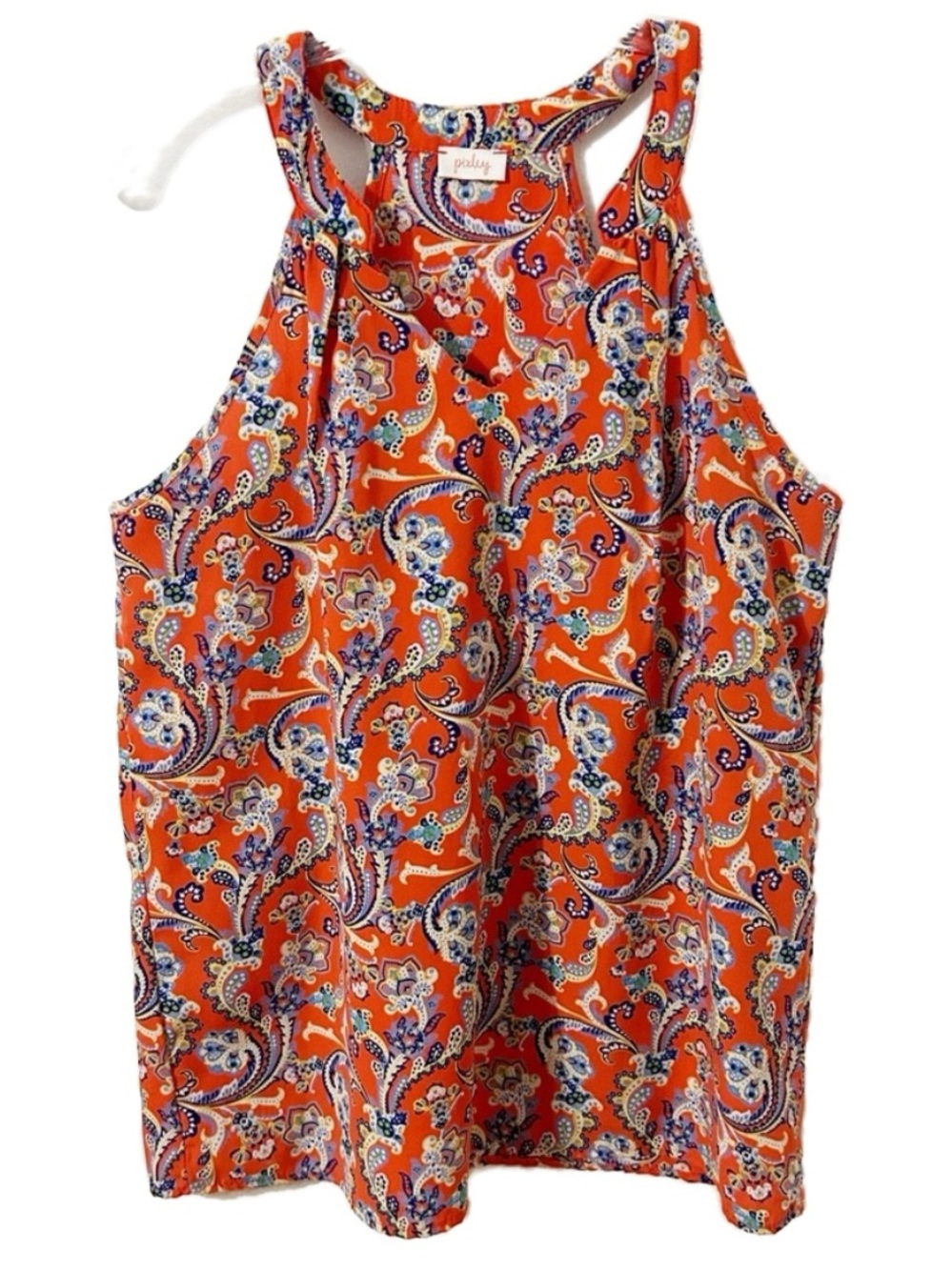 Pixley Halter Neckline Paisley Pattern Sleeveless Blouse Racer Back Straight Hem